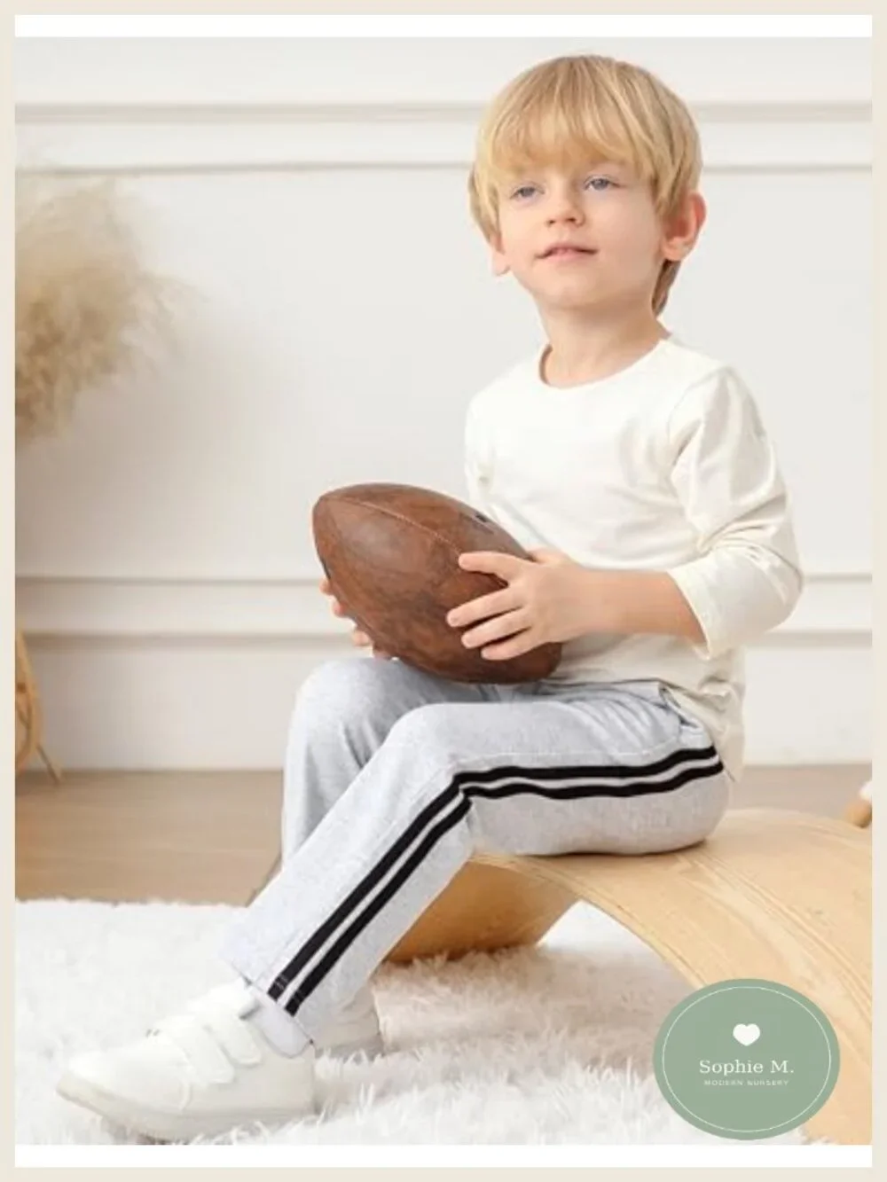 Toddler Boys Cotton Sweatpants with Side Stripes, Straight Leg, Elastic Waist